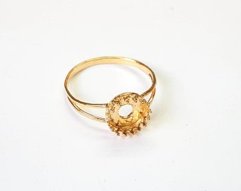 Ring DIY, Ring round Crown Bezel base gold filled, ring setting cup 8*8, Ring base setting, Double band ring