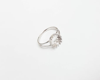 Ring DIY, Ring round Crown Bezel base Sterling Silber 925, Silver ring setting cup 8*8, Ring base setting, Double band ring