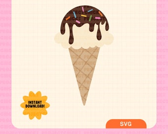 Fudge Ice Cream SVG || Hand-lettered Art | Commercial Use | Files for Cricut | Summer | Desserts | Silhouette Design | Instant Download |