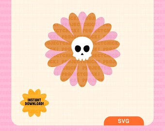 Skull Flower SVG || Hand-lettered Art | Commercial Use | Files for Cricut | Summerween | Halloween | Silhouette Design | Instant Download |