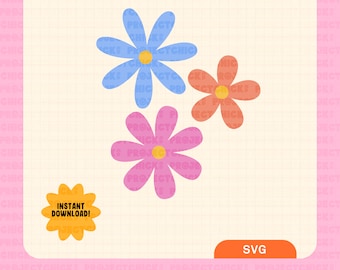 Flowers SVG || Hand-lettered Art | Daisies | Commercial Use | Files for Cricut | Keychain Design | Silhouette Design | Vector | Clipart