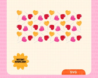 Candy Heart Suckers SVG || Hand-lettered Art | Valentine's Day Svg | Commercial Use | Cricut Files | Glass Can Wrap | 16oz Libbey Glass