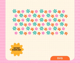 Flower Shapes SVG || Hand-lettered Art | Cup Wrap | Commercial Use | Cricut Cut Files | Glass Can Wrap | 16oz Libbey Glass | Cup Design