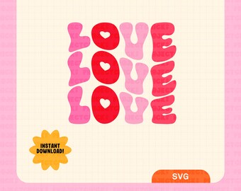 Love Wavy Text SVG | Hand-Lettered Cut File (Digital Download)