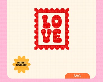 Love Stamp SVG || Handlettered Design | Valentines Day Svg | Valentine Gift | Commercial Use | Cricut Cut File | Single Layer | Cupid Svg |
