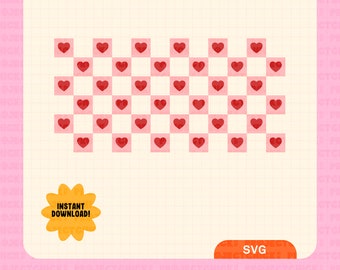 Checkered Heart SVG || Hand-lettered Art | Valentine's Day Svg | Commercial Use | Cut Files for Cricut | Glass Can Wrap | 16oz Libbey Glass