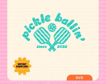 Pickle Ballin' SVG || Hand-lettered Art | Pickle Ball | Commercial Use | Files for Cricut | T-Shirt Design | Silhouette Designs | Summer svg