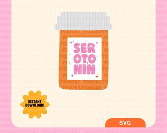 Serotonin SVG || Hand-lettered Art | Commercial Use | Files for Cricut | Happiness | Mental Health | Sticker Svg| Instant Download |