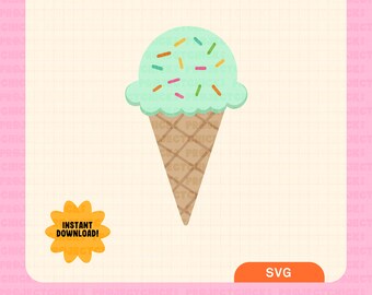 Ice cream Cone SVG || Hand-lettered Art | Commercial Use | Files for Cricut | Summer Art | Silhouette Design | Instant Download | Desserts