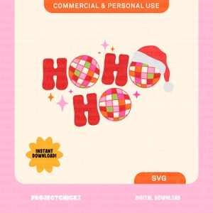 Disco Ball Ho Ho Ho SVG || Hand-lettered Design | Ho Ho Ho | Christmas Svg | Commercial Use | Cricut Cut File | Christmas Shirt Design |