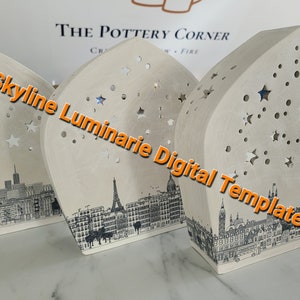 DIGITAL TEMPLATE -  Pottery Project make your own Skyline Luminaire as designed by Sarah Amos @ The Pottery Corner. Template only