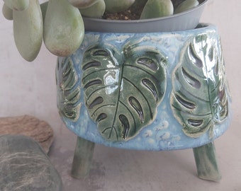 Monstera Leaf Wonky Pot for Plant/Succulent/Cactus  - Super Cute with three legs and bags of personality