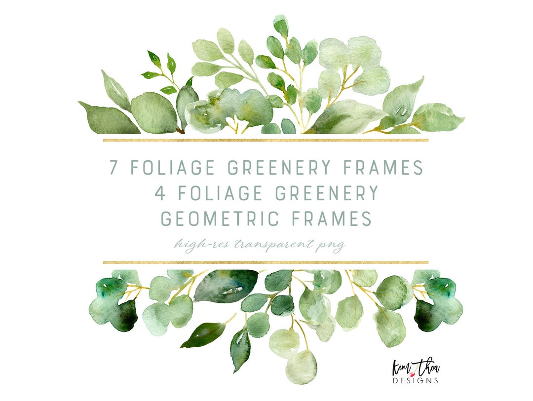 Foliage Eucalyptus Greenery Watercolor Frame Clipart PNG - Etsy