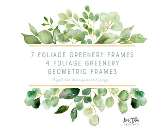 Foliage Eucalyptus Greenery Watercolor Frame Clipart PNG