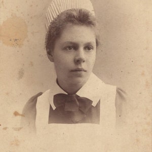Antique Sepia Print Young Woman's Portrait in Nurses Uniform Cabinet Card 16cm by 10cm Edinburgh