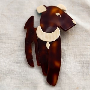 Lea Stein Dog Brooch Signed V Clasp Paris Handmade Vintage