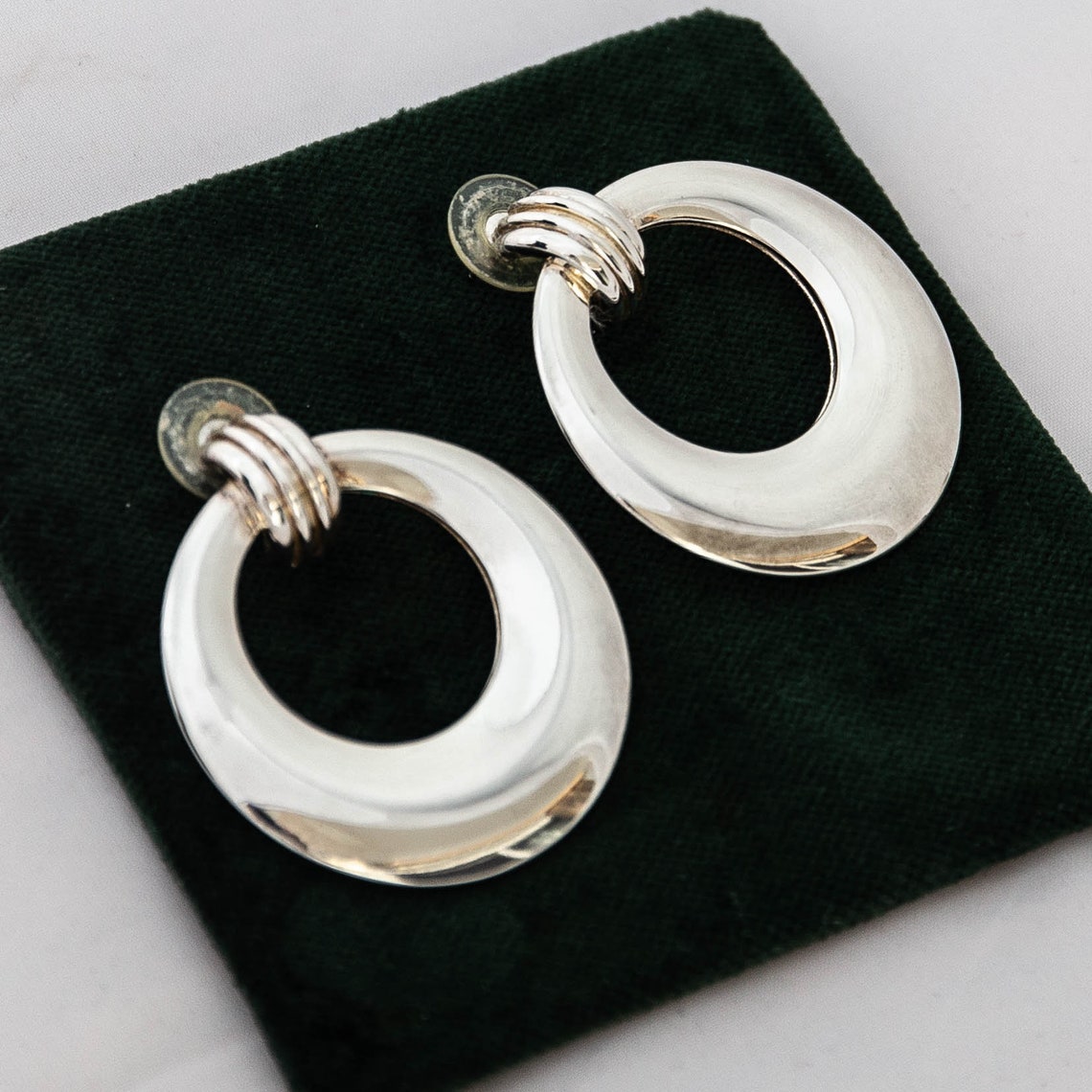 Silver door knocker earrings large statement piece Etsy.de