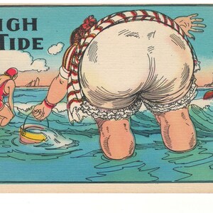Lot of 3 circa 1940 Comic Beach Postcards Cartoons