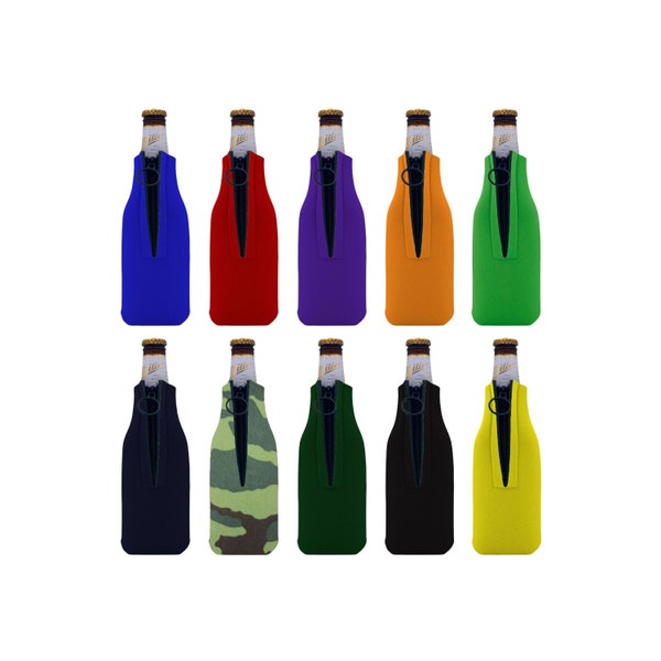 Blank Foam Zipper Beer Bottle Coolie. Choice of Colors, Quantity Discounts, Buy More and Save. FREE Shipping.