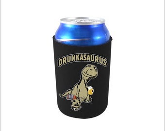 T Rex Dinosaur Drunkasaurus Neoprene Collapsible Can Coolie