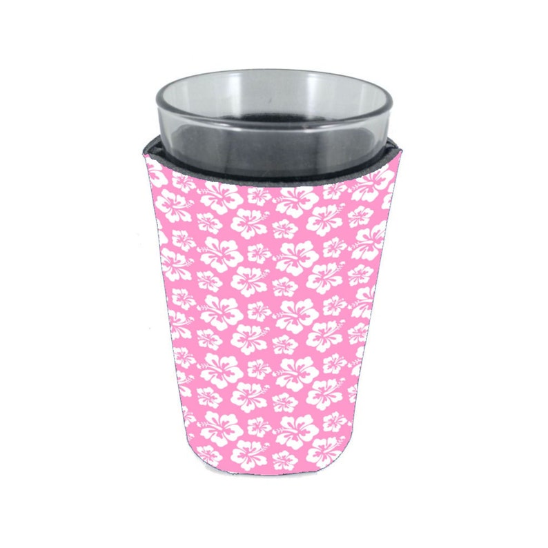 Hibiscus Pattern Pint Glass Coolie