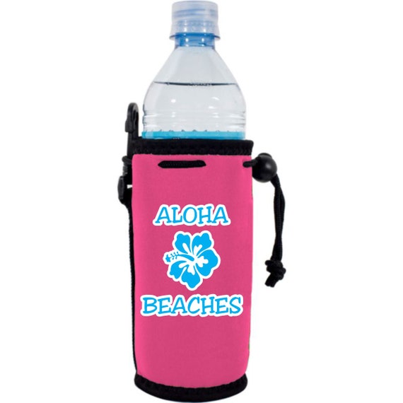 Blank Neoprene Water Bottle Coolie With Drawstring and Clip