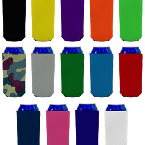 Blank Foam 16 oz. Can Coolie. Made in USA.  Choice of Colors, Quantity Discounts, Buy More and Save. FREE Shipping.