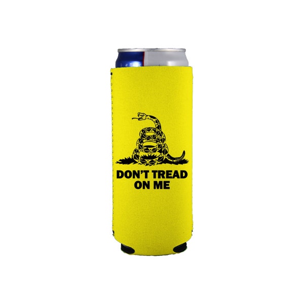 Gadsden Flag Neoprene Collapsible Slim 12oz Can Coolie