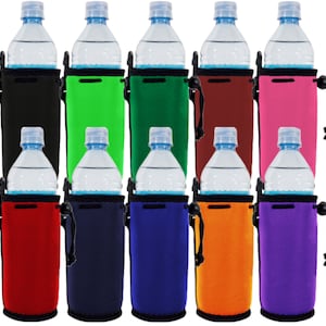 Blank Neoprene Water Bottle Coolie with Drawstring and Clip. Choice of Colors, Quantity Discounts, Buy More and Save. FREE Shipping.