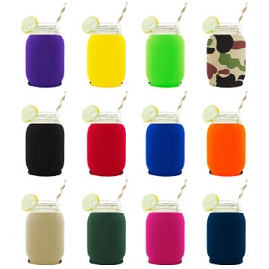 Blank Neoprene 16 oz. Mason Jar Coolie. Choice of Colors, Quantity Discounts Buy More and Save. FREE Shipping.