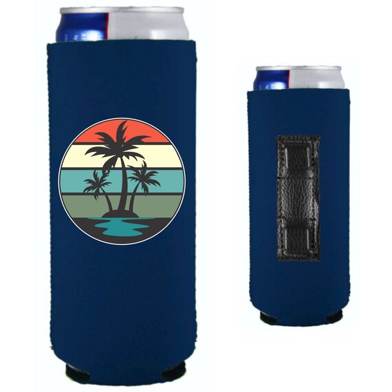 Retro Palm Trees Magnetic Neoprene Slim Can Coolie - Etsy