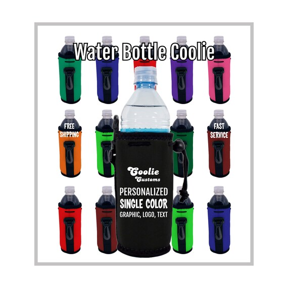 Blank Neoprene Water Bottle Coolie With Drawstring and Clip