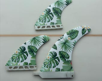 Tropical Surfboard Fin Set: Futures Side Bites, Center Longboard Fin