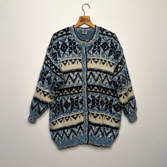 Vintage Woman Wool Jacket Cardigan Oversized 80s90