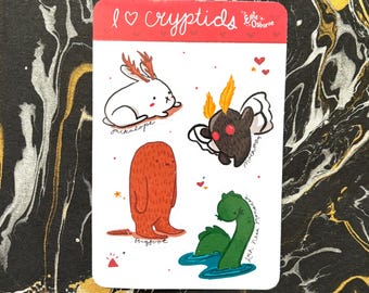 Foglio di adesivi Kawaii Cryptids