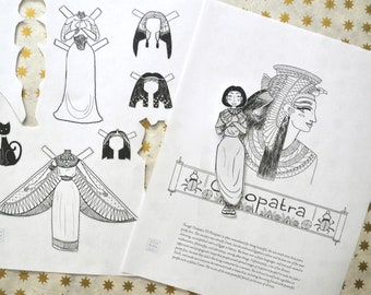Cleopatra Coloring Page and Paper Doll
