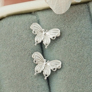 Pair of Tiny Butterfly Stud Earring in 925 Sterling Silver, Nature Inspired Whimsical Jewel, Dainty Winged Insect Creature Ear Lobe Piercing