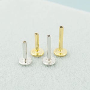 1 st. 6 eller 8 mm reservstift, 16G invändig gänga, platt baksida, rodium- eller 18k guldpläterad över sterlingsilver, reservdel