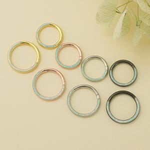 1 peça de anel Daith de opala articulada 16G, brinco de argola de aço inoxidável, 4 cores, clicker de segmento de cartilagem helicoidal, joia para piercing de septo nasal