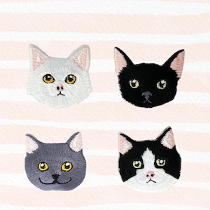 1 Pc Cat Patch, Choices of 6 Design, Embroidered Iron on Sewing on Applique, Kitten Fan Decor, DIY Sew Supply for Denim, Cloth, Bag, Trainer