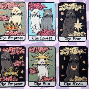 Witziger Katzen Aufnäher, 6 Tarot Designs, Gesticktes Aufnähen, Aufnäher, Kitten Fan Fun Decor, DIY Sew Versorgung für Denim Tuch, Tasche, Trainer