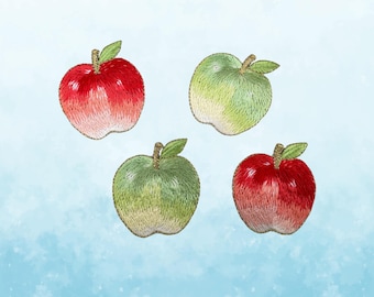 Apple Patch, Embroidered Iron-on, Sewed on Applique, Quirky Decor, DIY Supply for Denim, Tote Bag, Trainers