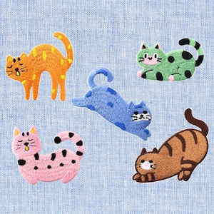 Lindo parche adhesivo de gato, aplique bordado para coser, decoración de abanico de gatito, material de costura DIY para diario, billetera, funda de teléfono