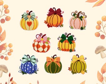 Pumpkin Patch, Embroidered Iron-on Applique, Halloween Decor, DIY Supply for Denim, Wallet,  Tote Bag and Trainers