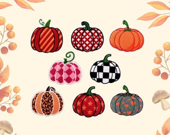 Pumpkin Patch, Embroidered Iron-on Applique, Halloween Decor, DIY Supply for Denim, Wallet,  Tote Bag and Trainers