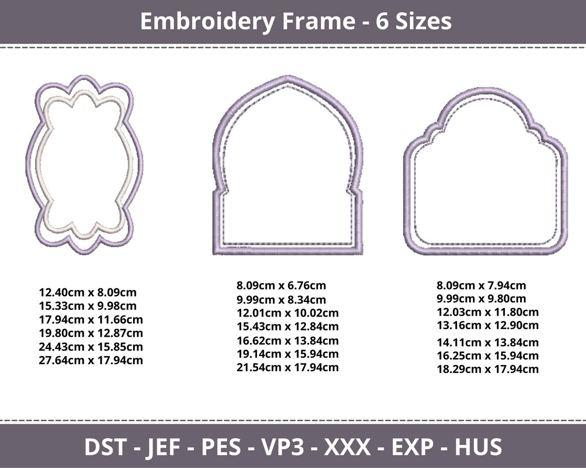 Embroidery Frame Design - Machine Embroidery Pattern – 14 Types - 7 ...