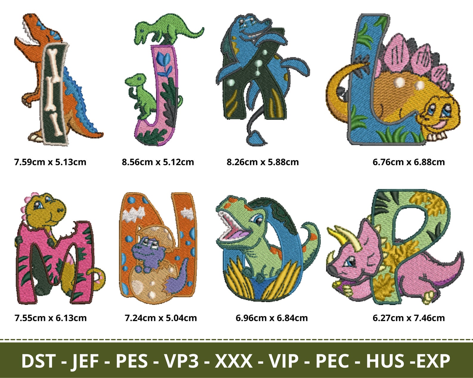 ABC Dinosaur Machine Embroidery Designs - Alphabets, Font, Machine ...