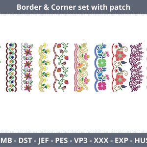 Cutwork Border & Corner With Patch Embroidery Design 10 Types Machine Embroidery Pattern Instant Download image 1