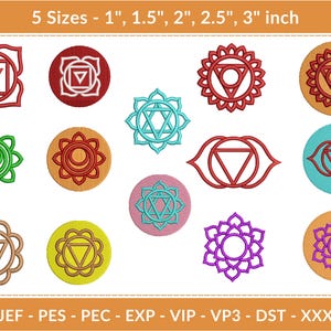 Chakra Symbol - Peace, Balance, and Beauty Embroidery Design Set – 14 Spiritual Designs – 5 Sizes Each – Yoga Mandala Hoop Art
