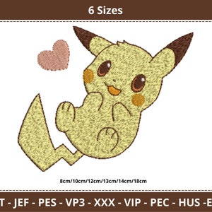 Pikachu Embroidery Design - Machine Embroidery Pattern – 6 Size – Instant Download